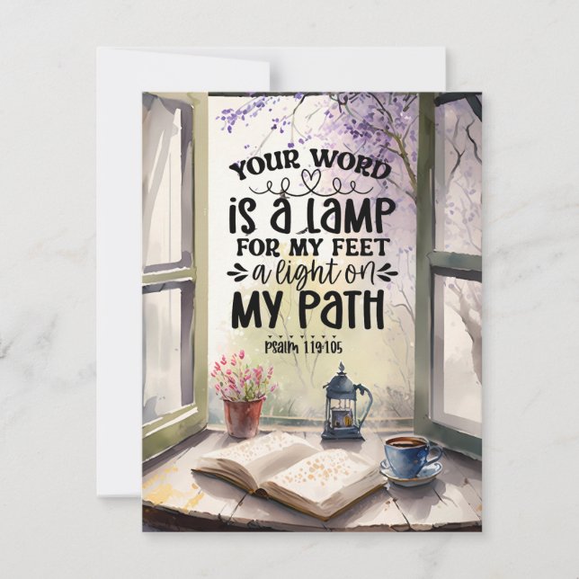 Psalm 119:105 Your Word is a Lamp Bible Card (Front)