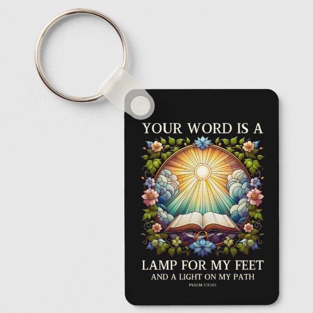 Psalm 119:105 Your Word Is A Lamp Bible verse Key Ring (Front)