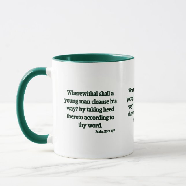 Psalm 119:9 KJV Bible Scripture Two-Tone Mug (Left)