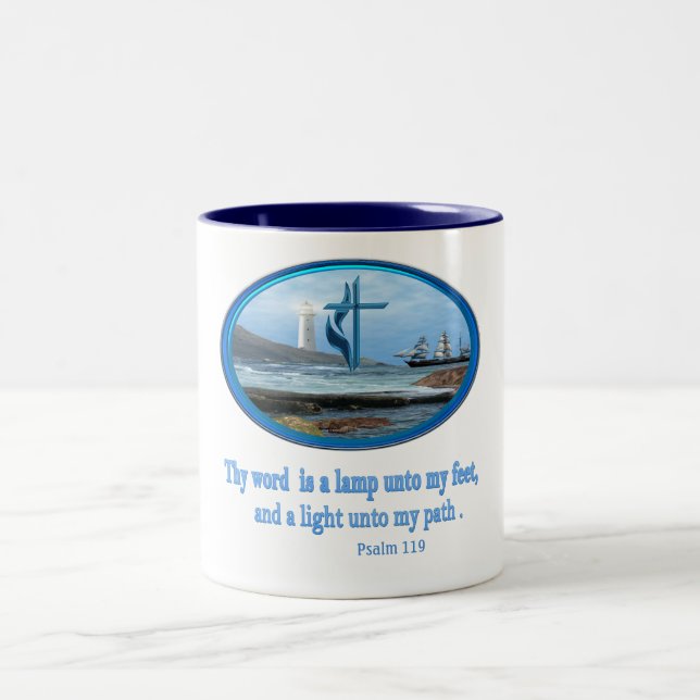 Psalm 119 Christian Clothing Two-Tone Coffee Mug (Center)