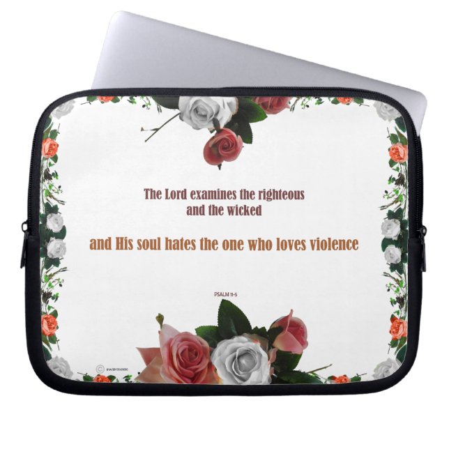 Psalm 11:5, No Violence Laptop Sleeve (Front)
