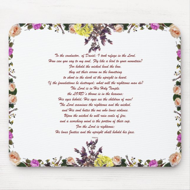 Psalm 11,  Fly like a bird to your mountain, Mouse Mat (Front)