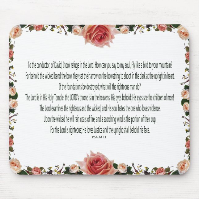 PSALM-11, See the Children of Men, Pink Floral Mouse Mat (Front)