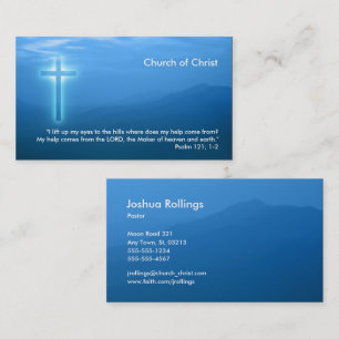 Psalm 121; 1-2 Glowing Christian Cross Business Card