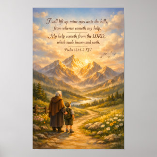 Psalm 121:1-2 KJV Scripture Poster | Christian Art