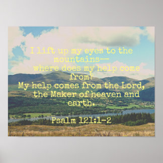 Psalm 121:1-2 mountain inspirational bible poster 