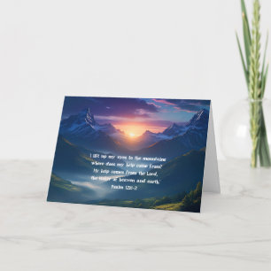 Psalm 121:1-2 mountain sunrise Christian Faith Note Card