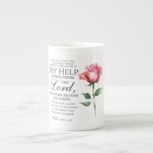 Psalm 121:1-3 I will lift up my eyes Single Rose Bone China Mug