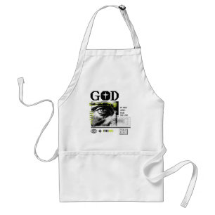 Psalm 121:2 Neon Lime Eye Of God CRT Glitch Art Standard Apron