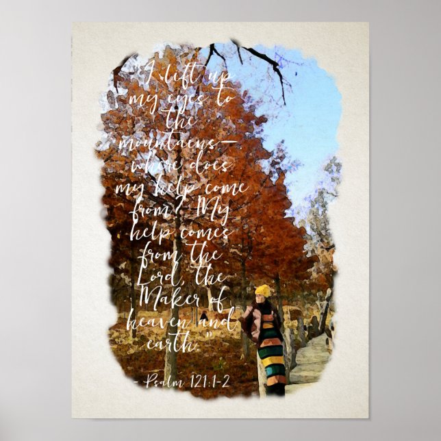 Psalm 121 Bible Verse Wall Art Scripture Print  (Front)