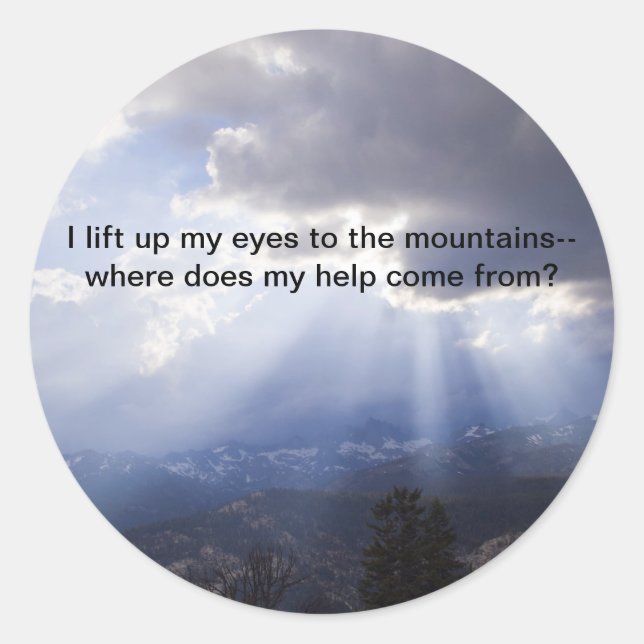 Psalm 121 classic round sticker (Front)