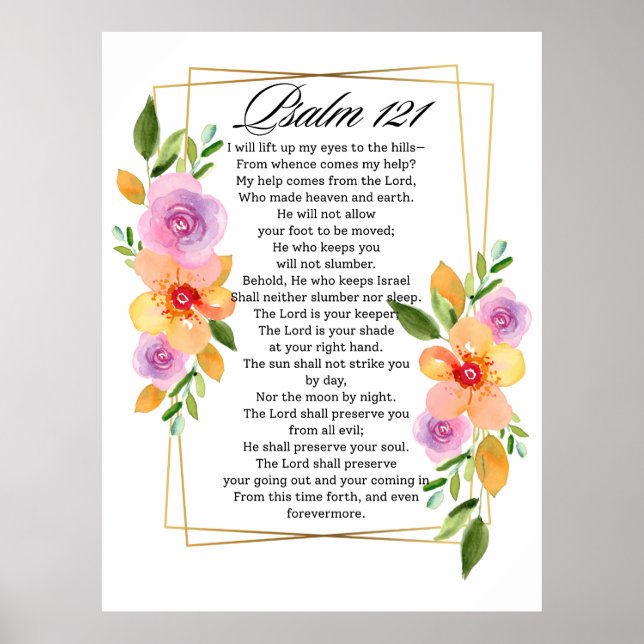 Psalm 121 Floral Geometric Frame Poster (Front)