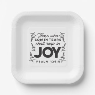 Psalm 126:5 Scripture Typography – Reap in Joy Paper Plate