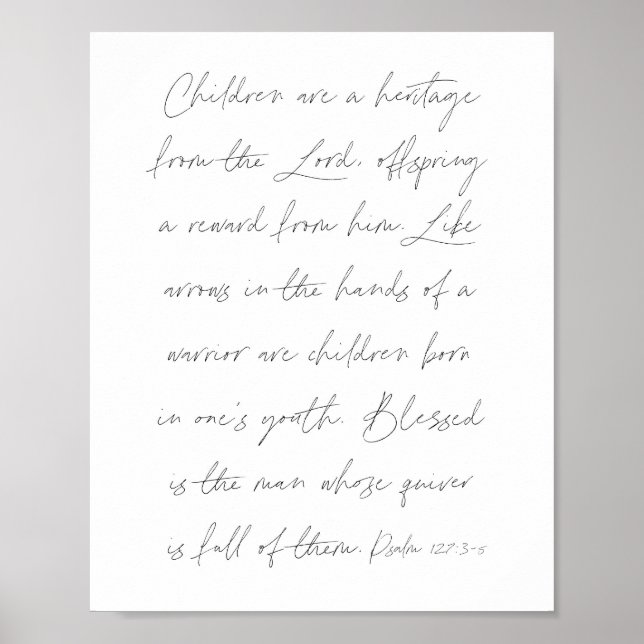 Psalm 127:3-5 Script Poster (Front)