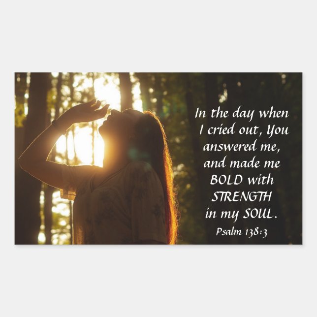 Psalm 138:3 YOU answered me and made me BOLD Rectangular Sticker (Front)