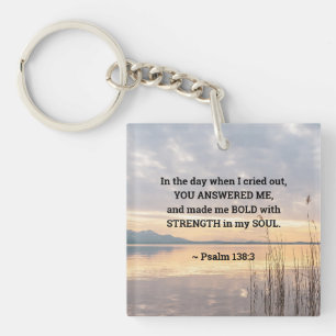 Psalm 138:3 You made me Bold Sunset over Lake Key Ring