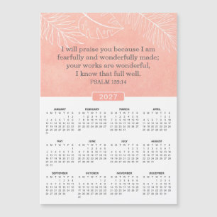 Psalm 139:14 2027 Pink Calendar Magnet