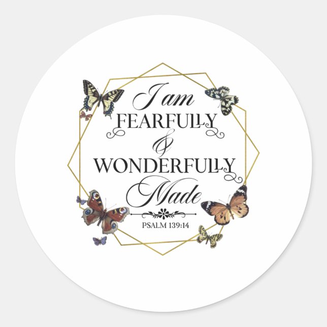 Psalm 139 14 Christian Bible Verse Quote Classic Round Sticker (Front)