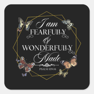 Psalm 139 14 Christian Bible Verse Quote Square Sticker
