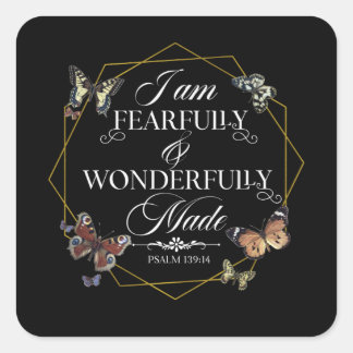 Psalm 139 14 Christian Bible Verse Quote Square Sticker