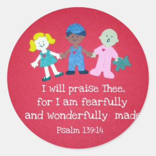 Psalm 139:14 classic round sticker