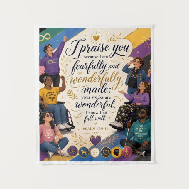 Psalm 139:14 - Fearfully and Wonderfully Made | In Tapestry (Front)