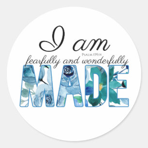 Psalm 139:14 Fearfully & Wonderfully Made Classic Round Sticker