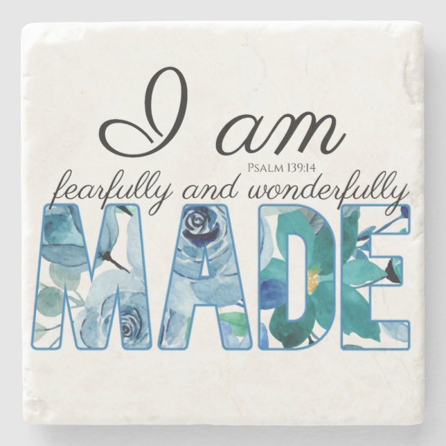 Psalm 139:14 Fearfully & Wonderfully Made Stone Coaster (Front)