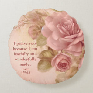 Psalm 139: 14 Fleece Blanket Round Cushion