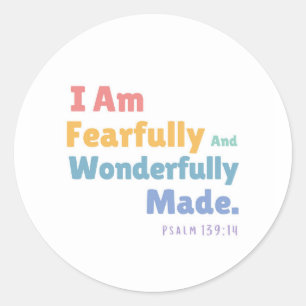 Psalm 139:14 Kids Bible Verse Christian Nursery Classic Round Sticker