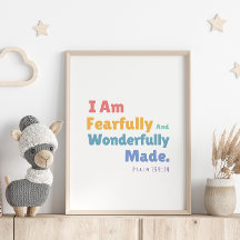 Psalm 139:14 Kids Bible Verse Christian Nursery Po