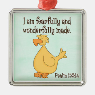 psalm 139:14 kids christian yellow duck metal tree decoration