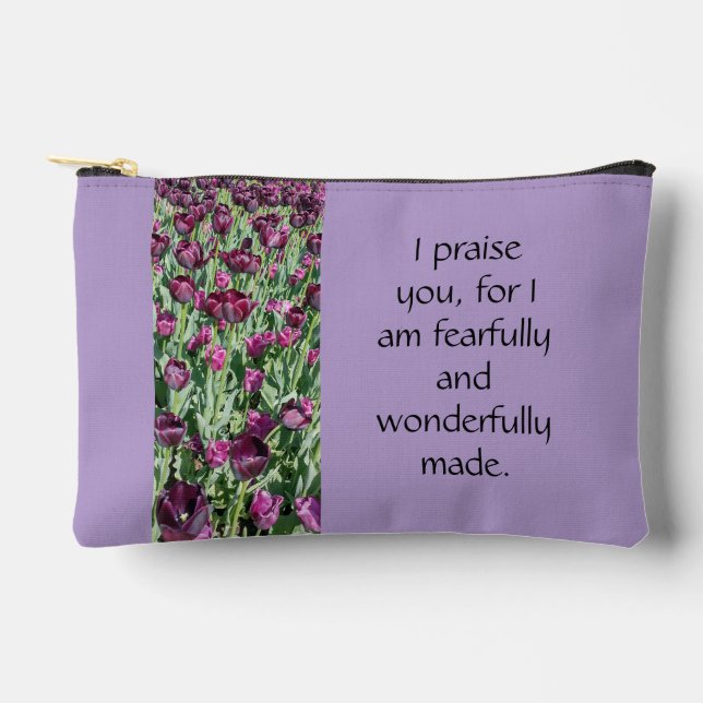 Psalm 139:14 Purple/Lavender Accessory Pouch (Front)