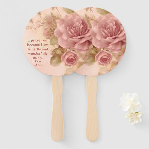 Psalm 139:14 Rose Hand Fan