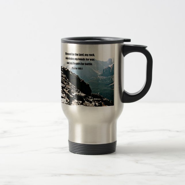 Psalm 144:1  Blessed  be the Lord... Travel Mug (Right)