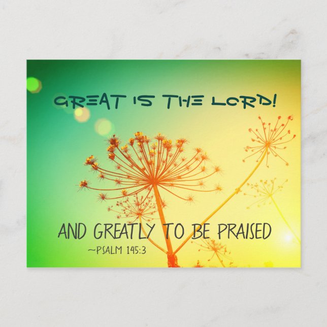 Psalm 145:3 Great is the Lord, Bible Verse Postcard (Front)