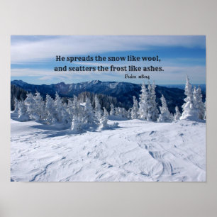 Psalm 147:16 He spreads the snow... Poster