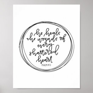 Psalm 147:3 - He Heals the Wounds - Poster