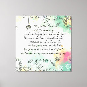 Psalm 147:7-9 canvas print