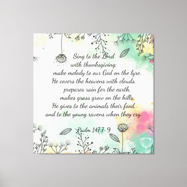 Psalm 147:7-9    canvas print (Front)