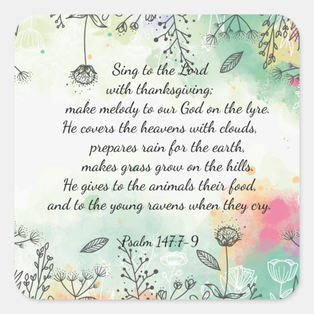 Psalm 147 square sticker (Front)