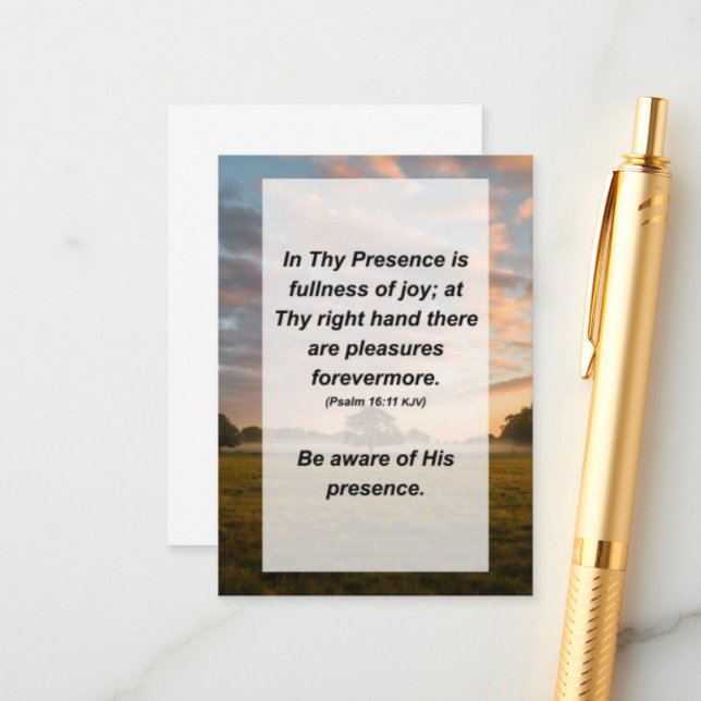 Psalm 16:11 In Thy presence is fullness of joy Enclosure Card (Front/Back In Situ)