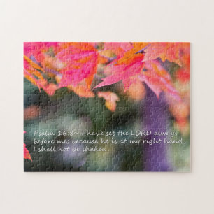Psalm 16:8 on Fall leaves Jigsaw Puzzle