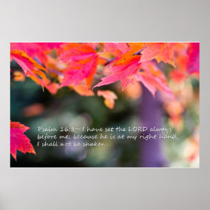 Psalm 16:8 on Fall leaves Poster
