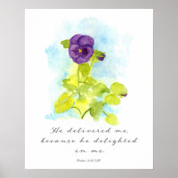 Psalm 18 Scripture He Delivered Me Purple Pansy