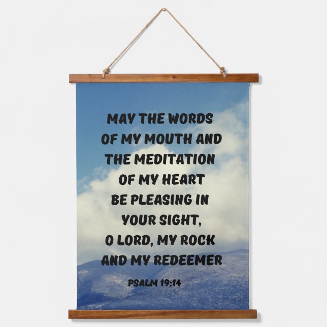 Psalm 19:14 Christian Prayer Bible Verse Hanging Tapestry (Front)