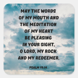 Psalm 19:14 Prayer Bible Verse On Clouds Square Sticker
