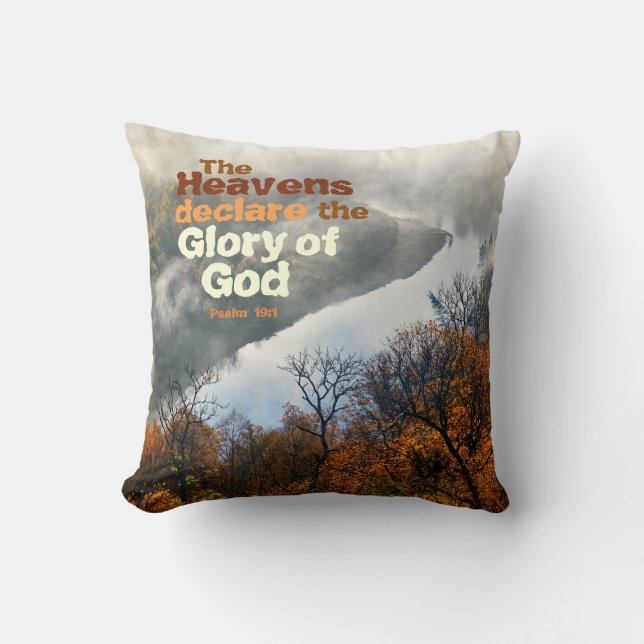 Psalm 19:1 Scripture Heavens Declare Glory of God Cushion (Front)