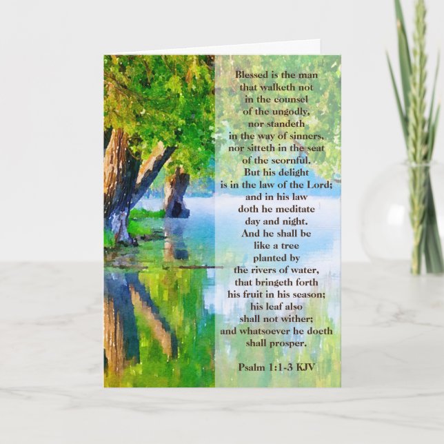 Psalm 1:1-3 Blessed is the man Christian Greeting Card (Front)