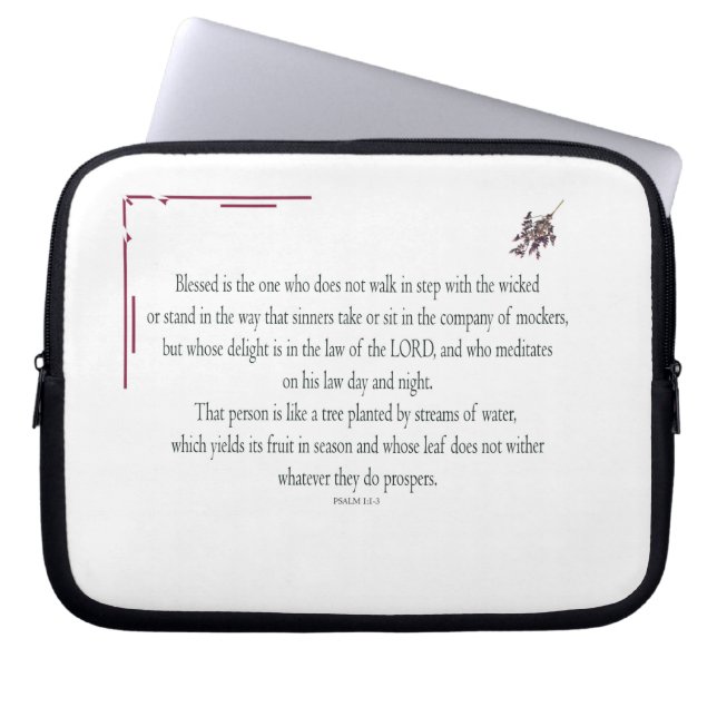 Psalm 1:1-3, Blessed is the one who, Laptop Sleeve (Front)